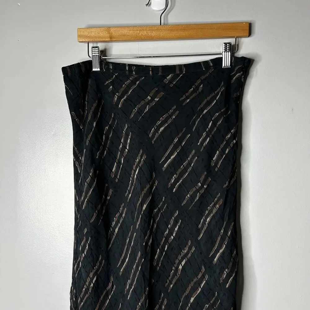 Vintage Karavan Y2K Midi Skirt‎ Women's Medium Forest Fairy Chiffon Mesh Navy